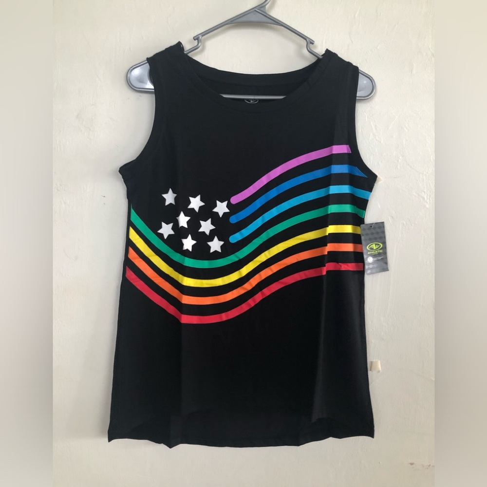 ATHLETIC WORKS Womens Tank Top XS 0-2 Graphics Black New